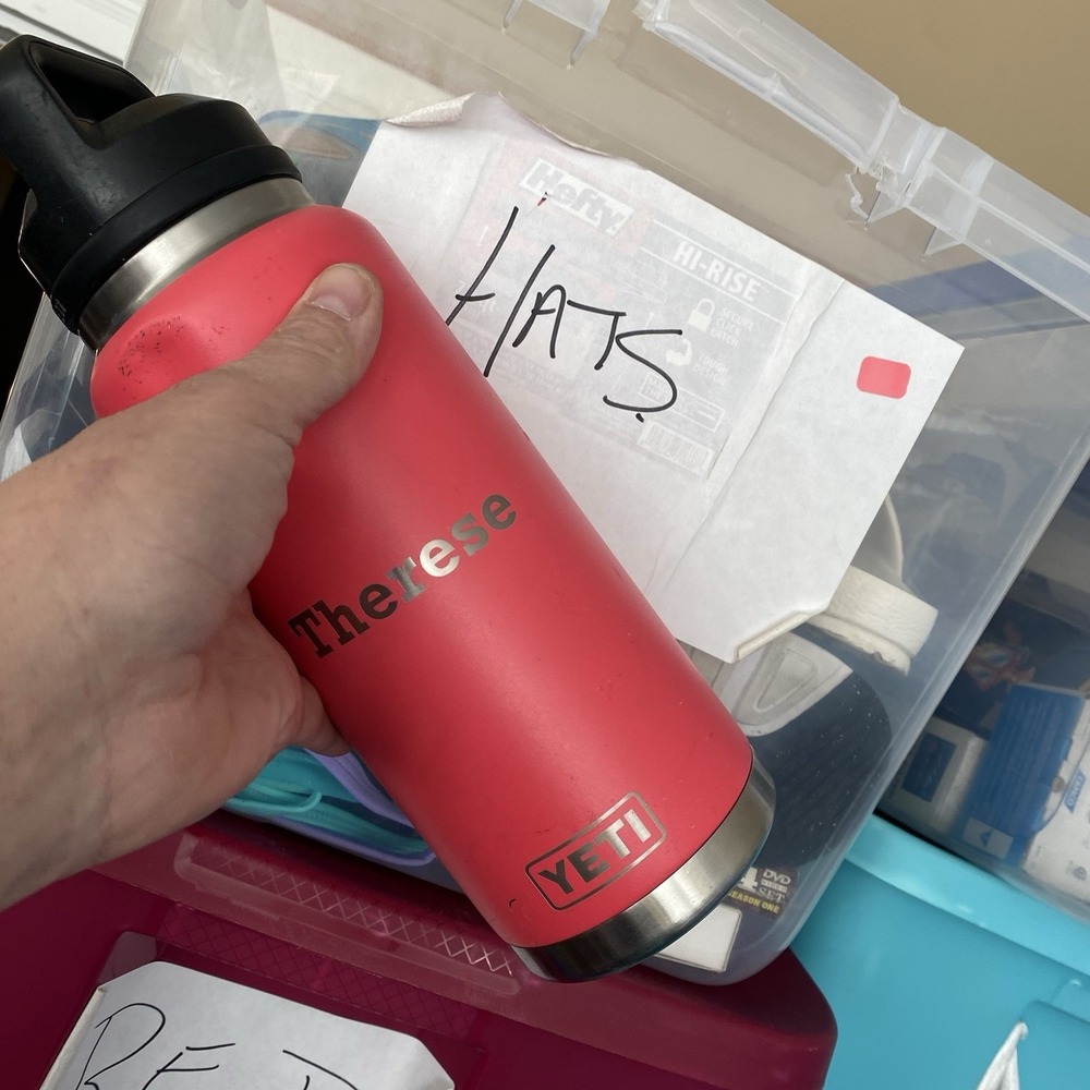 Yeti Rambler 36 OZ Bottle Bimini Pink Chug Cap SEE PICS SHOWS WEAR ENGRAVED - Picture 16 of 16